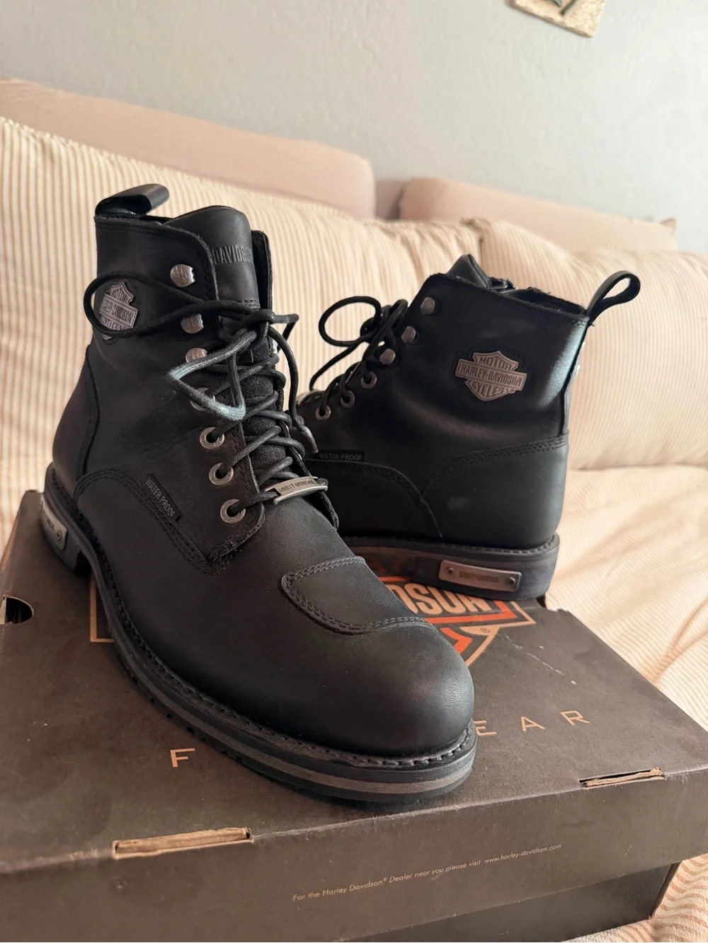 Harley-Davidson Men’s Black Leather Lace-Up Motorcycle Boots